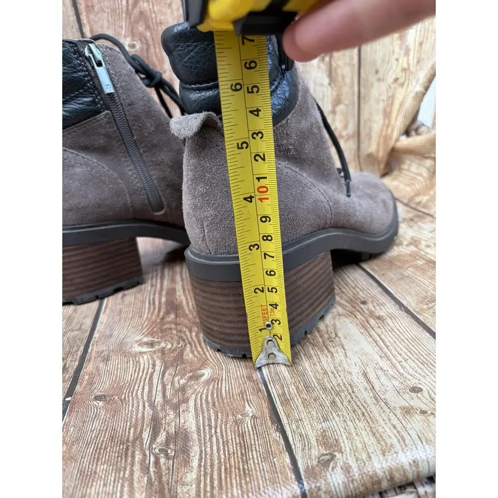 Lucky Brand Dareek Gray Suede/Black Leather Lace Up Side Zip Ankle Boots 9 - Picture 13 of 13